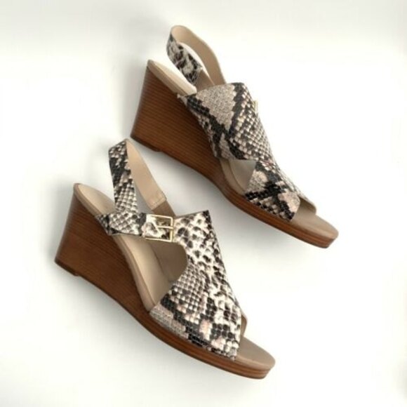 Cole Haan Sandals Women Size 8.5B Python Embossed Leather Open-toe Sling-back - Picture 5 of 11